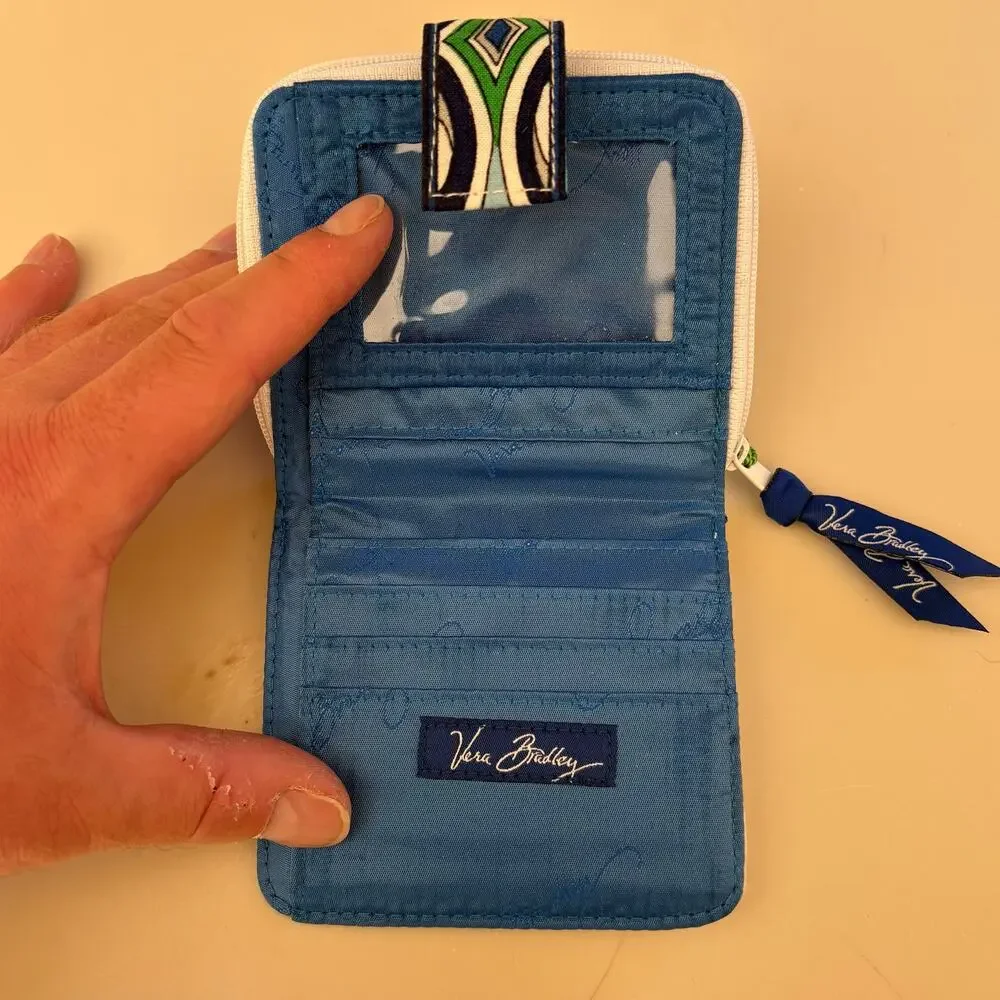 NWT Vera Bradley Mediterranean White Zip Around Mini Zip Wallet New - Picture 5 of 6